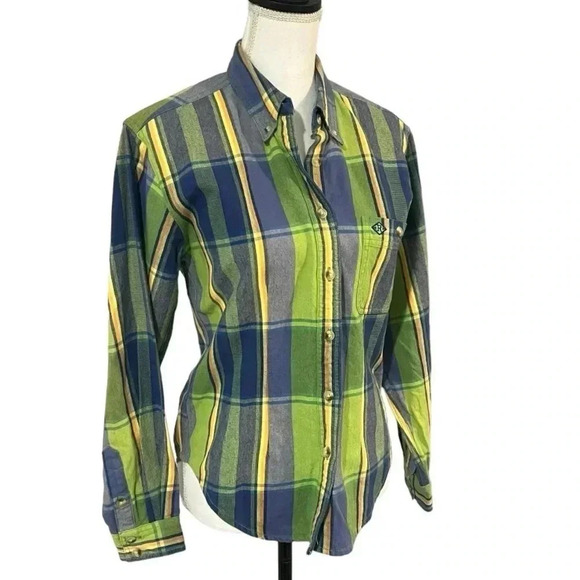 Roper size S button up tightly woven midweight cotton plaid EUC - Picture 1 of 10